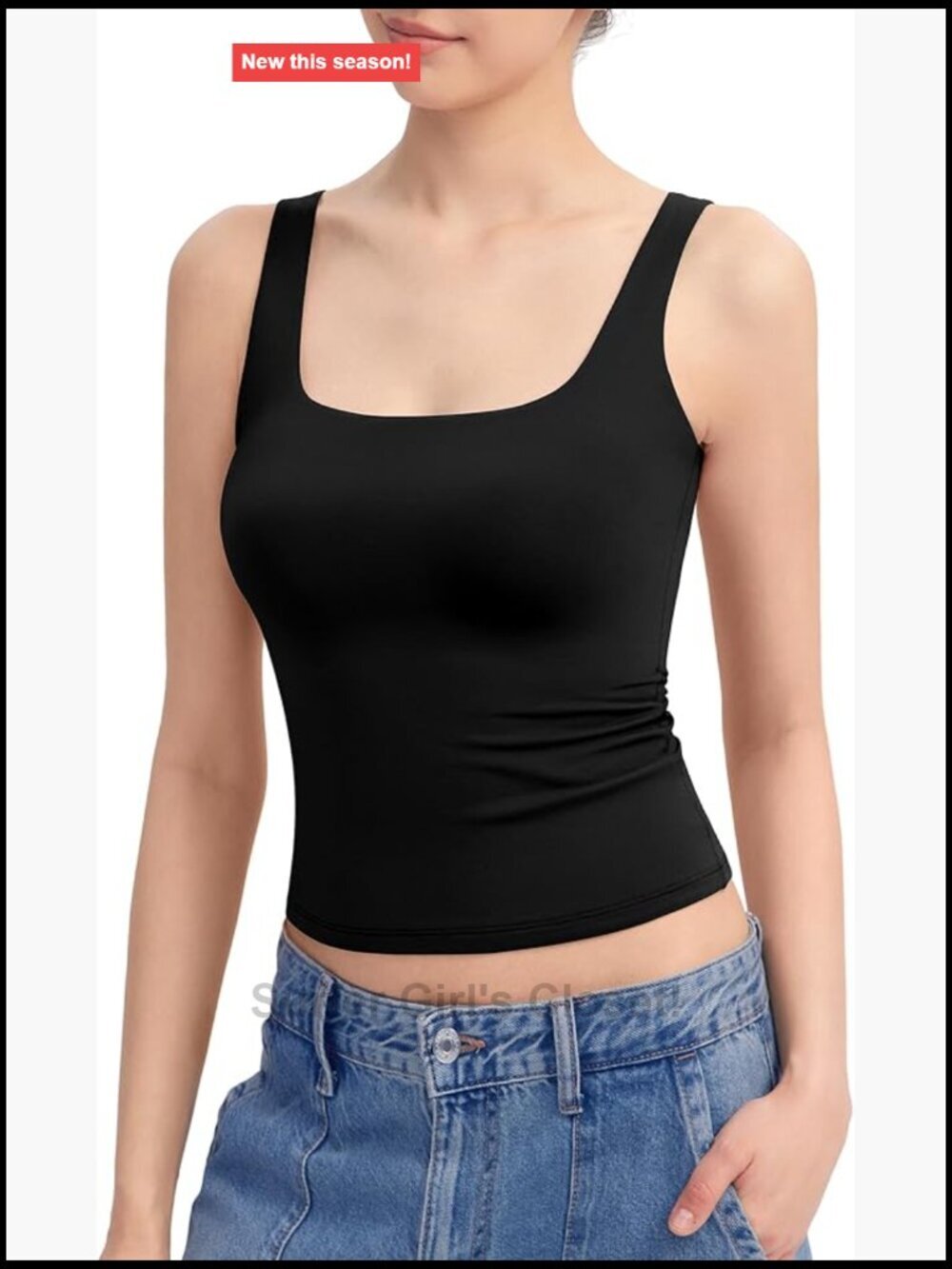 Square Neck Sleeveless Double Lined Tank Top - Sharp Collection